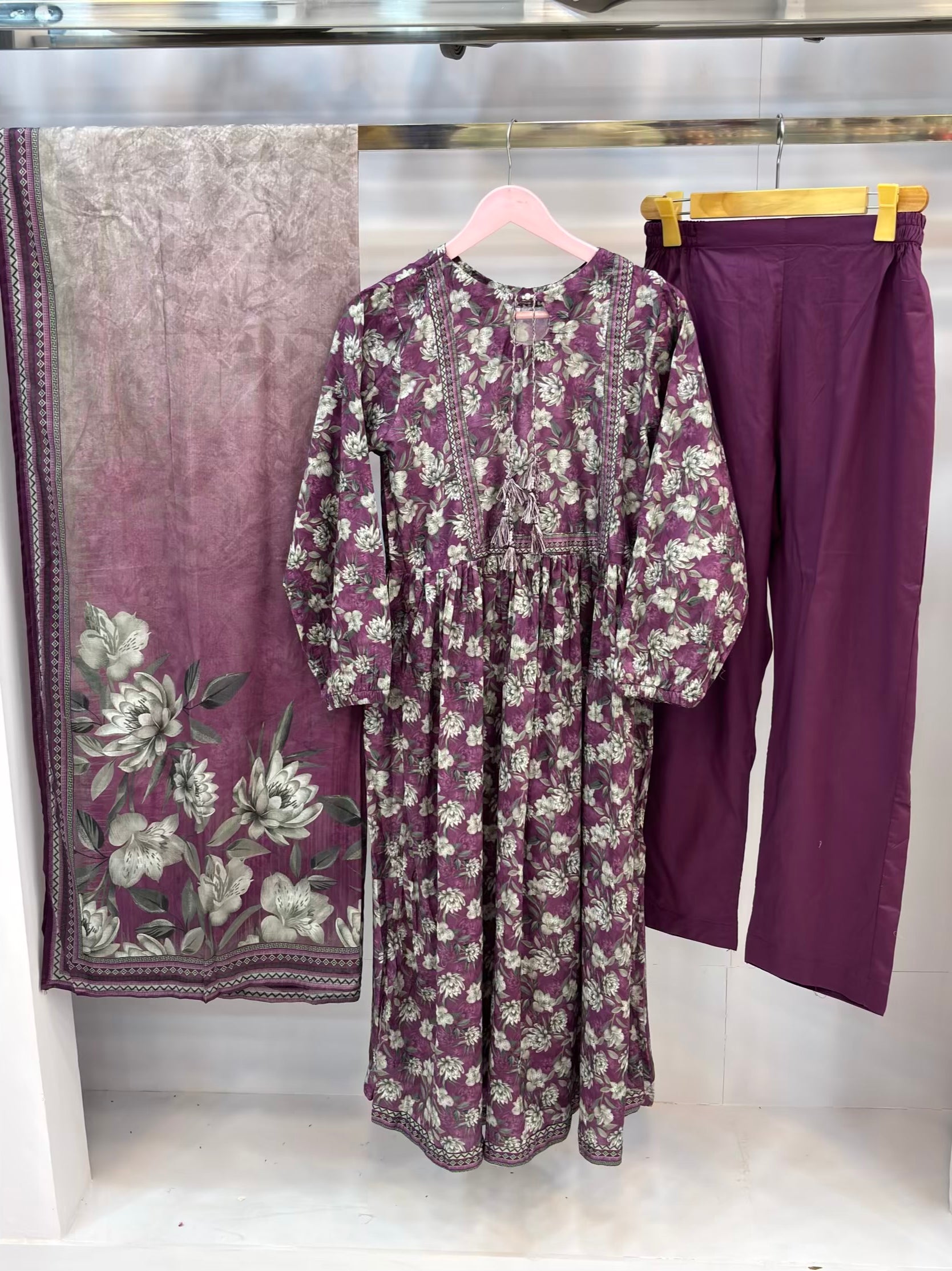 Purple Bloom Printed Lawn Frawk PLF03-A | Stitched | 3 Piece