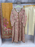 Floral White Pink Printed Lawn Frawk PLF01-A | Stitched | 3 Piece