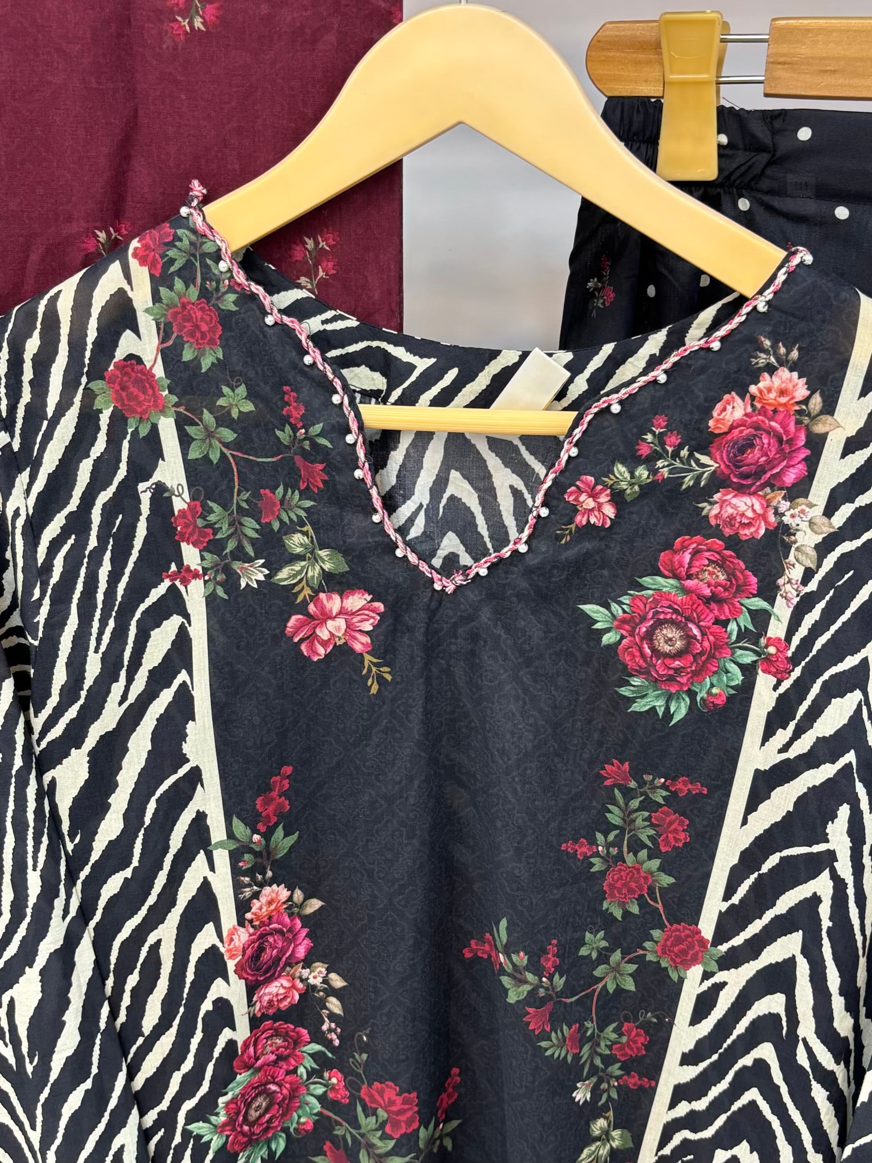 Black Floral Zebra Printed Lawn PL07-A | Stitched | 3 Piece