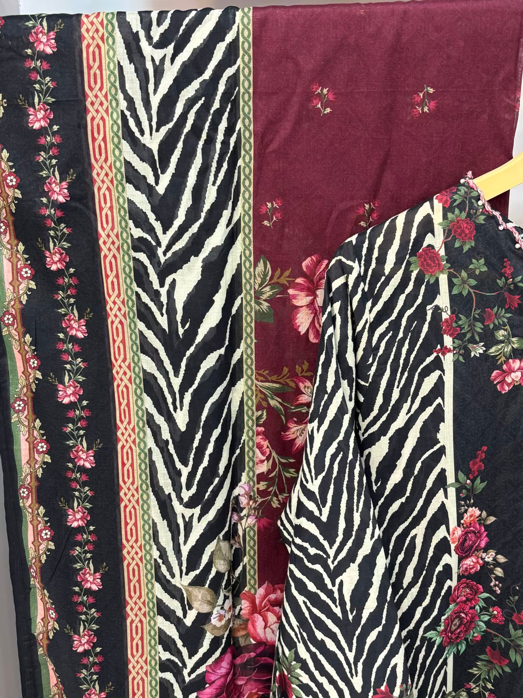 Black Floral Zebra Printed Lawn PL07-A | Stitched | 3 Piece