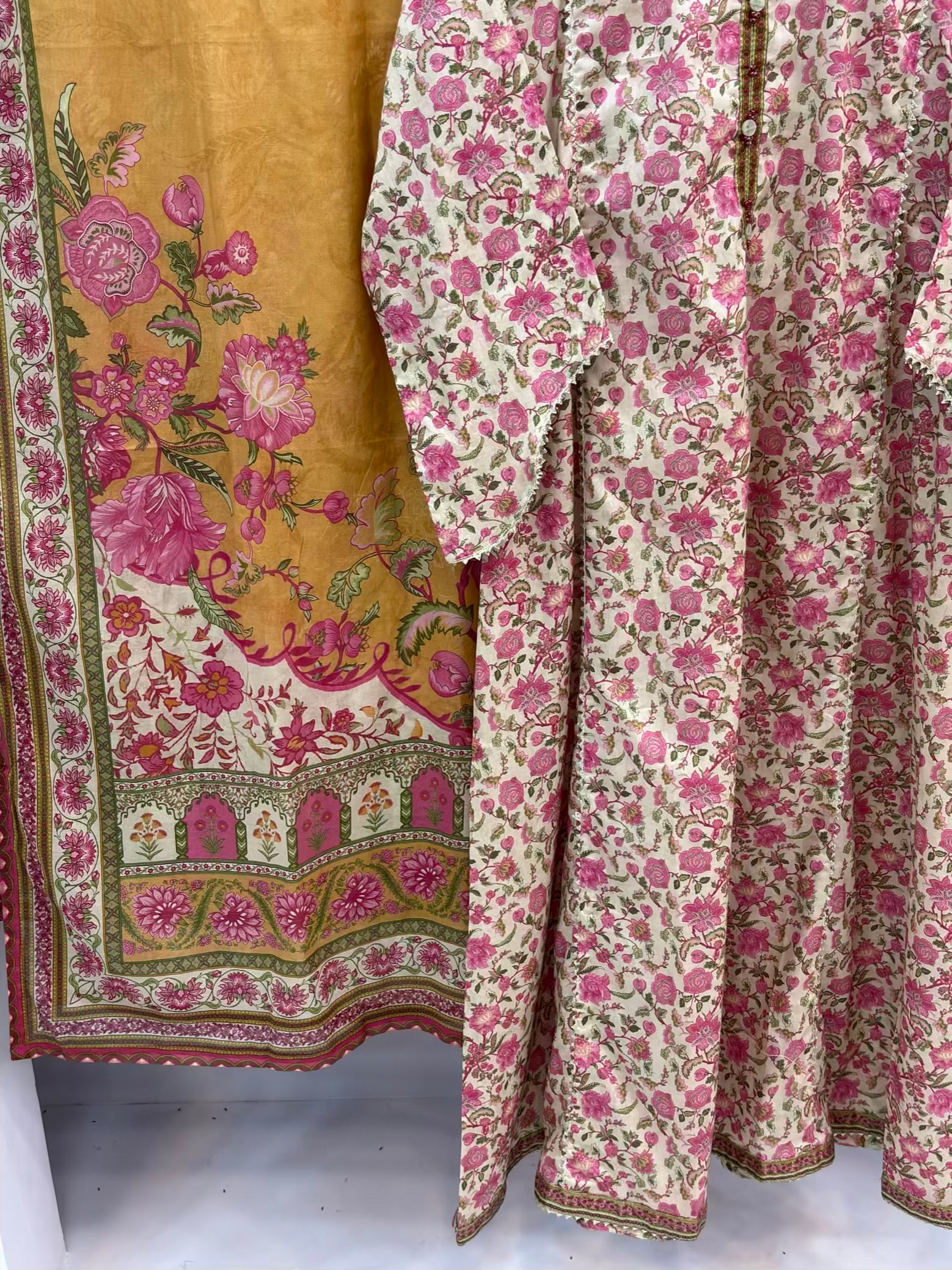 Floral White Pink Printed Lawn Frawk PLF01-A | Stitched | 3 Piece