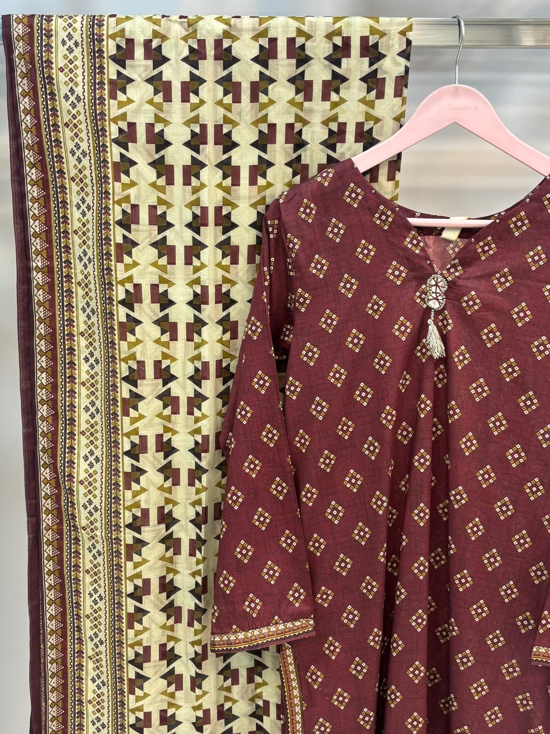 Dotted Mairoon Printed Lawn PL14-A | Summer | Stitched | 3 Piece.