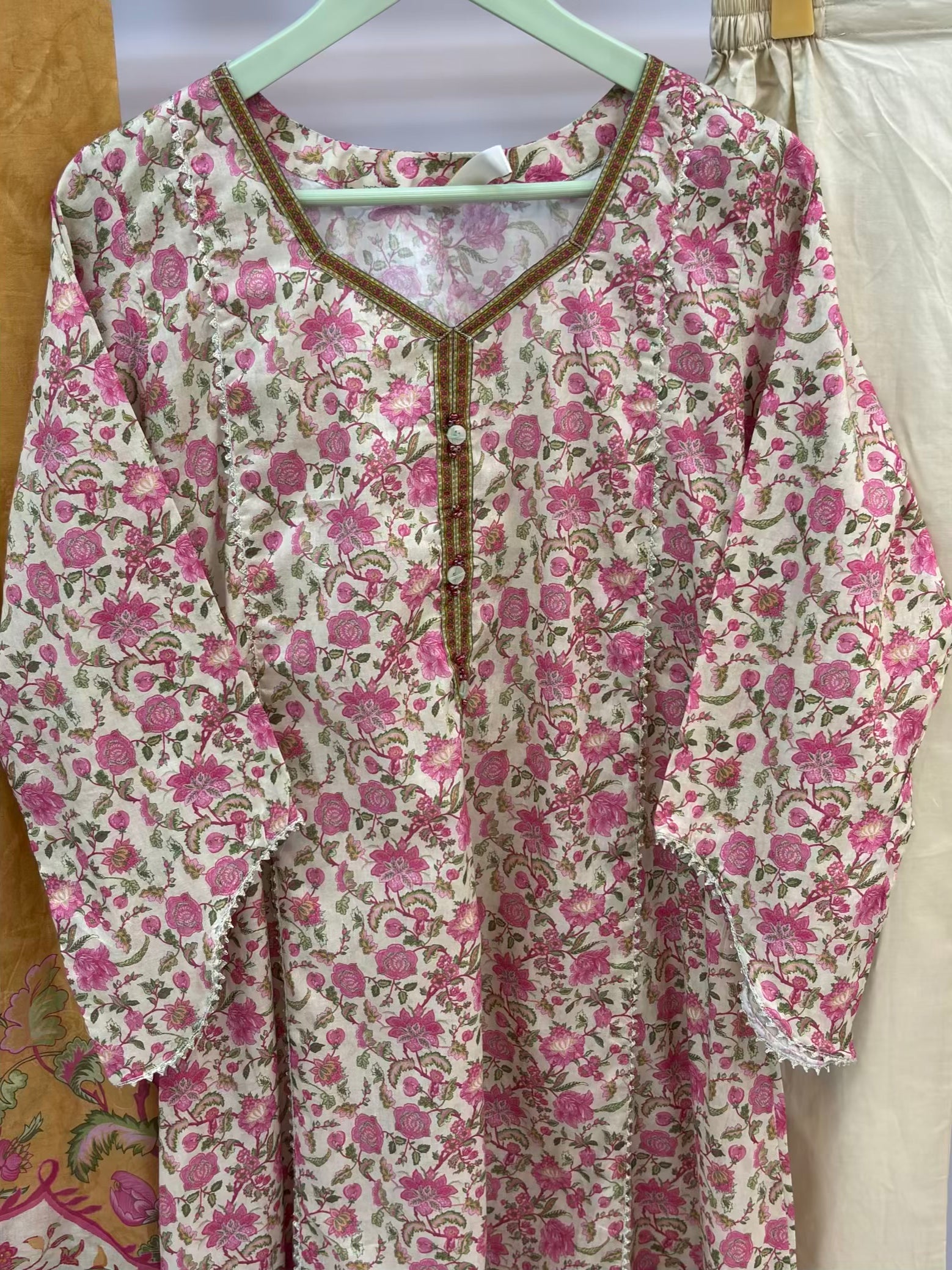 Floral White Pink Printed Lawn Frawk PLF01-A | Stitched | 3 Piece