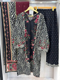 Black Floral Zebra Printed Lawn PL07-A | Stitched | 3 Piece