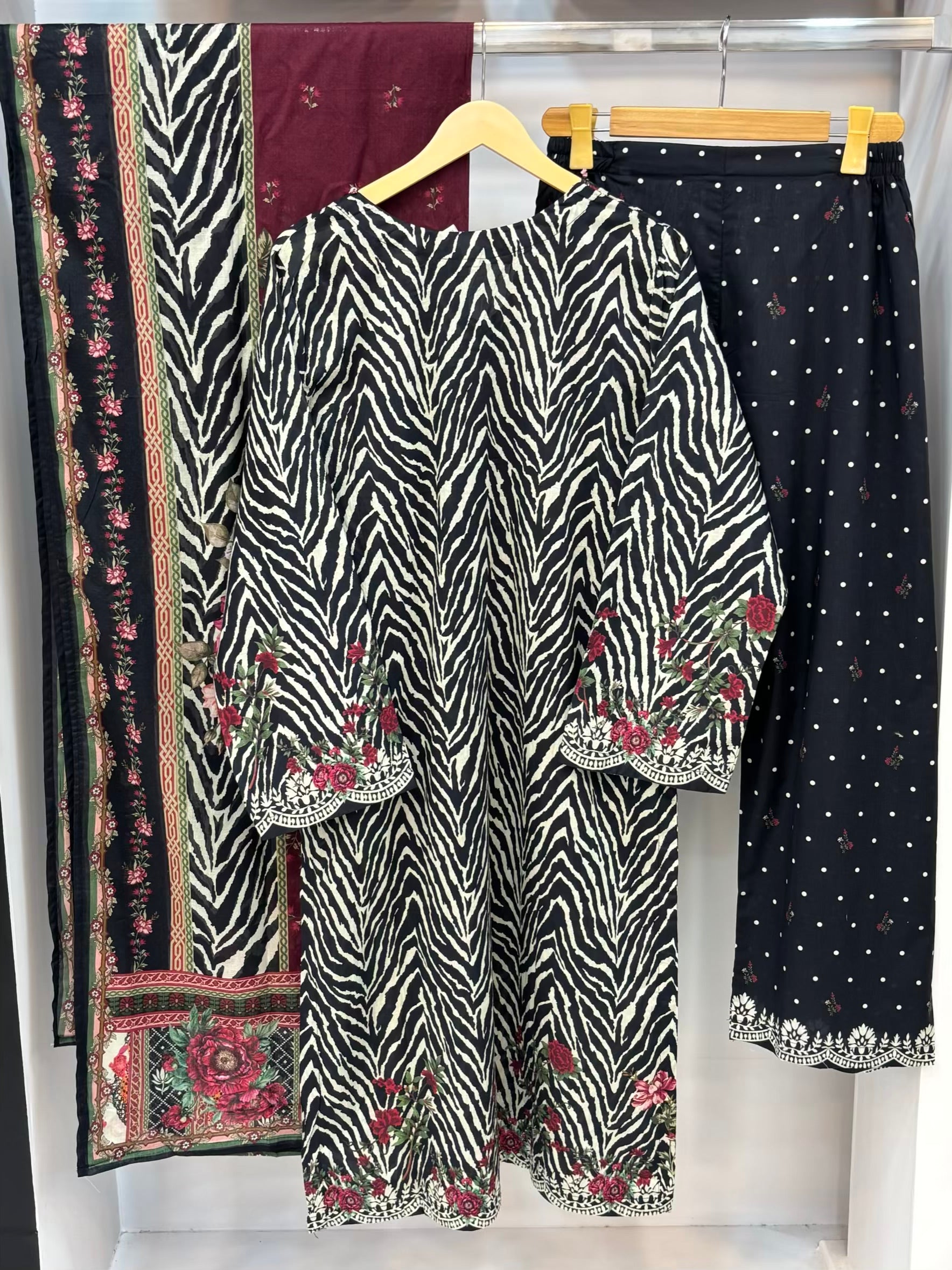 Black Floral Zebra Printed Lawn PL07-A | Stitched | 3 Piece