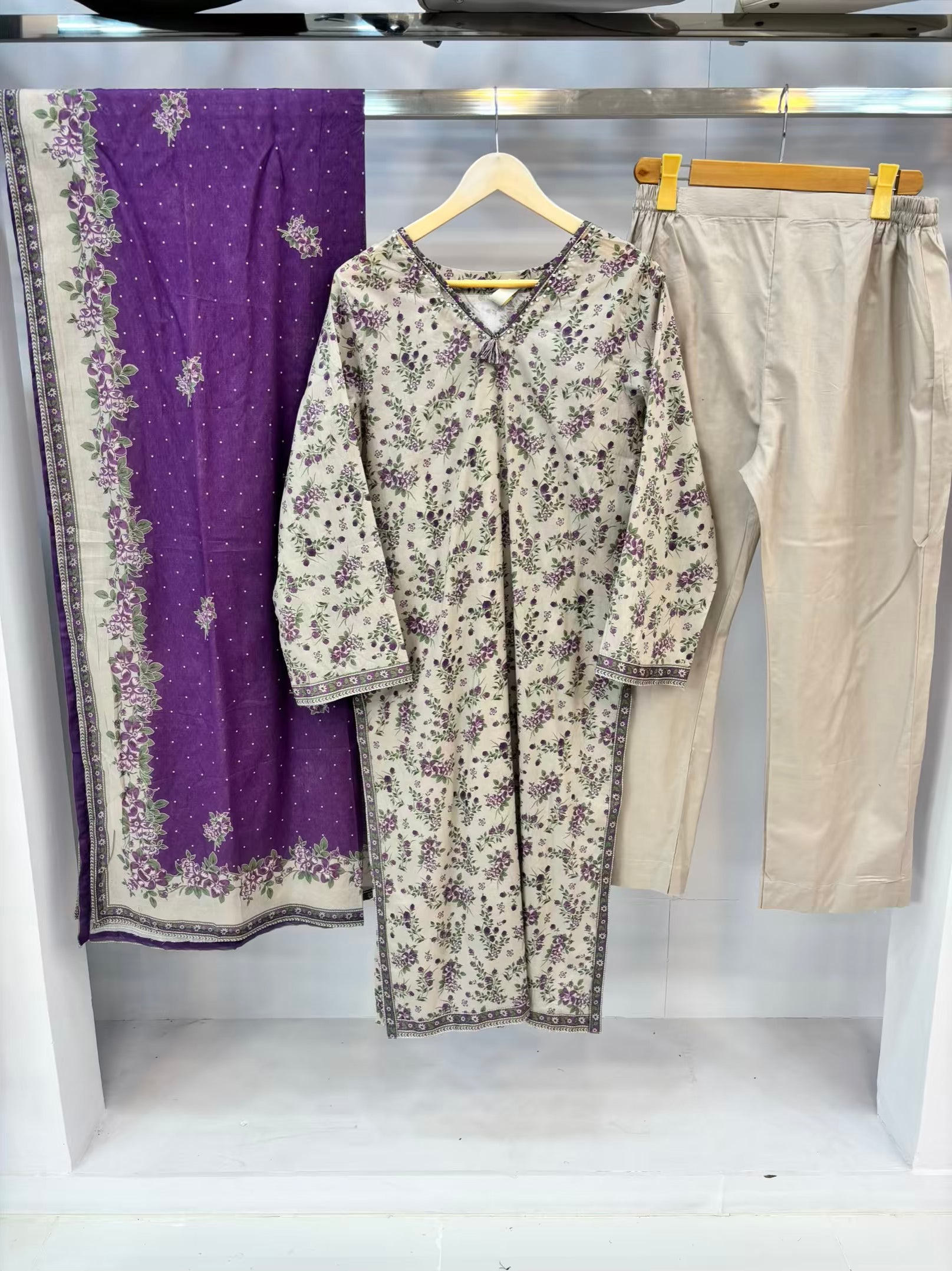 Lawn Shirt with Lawn Dupatta and cotton trouser for daily wear in summers.