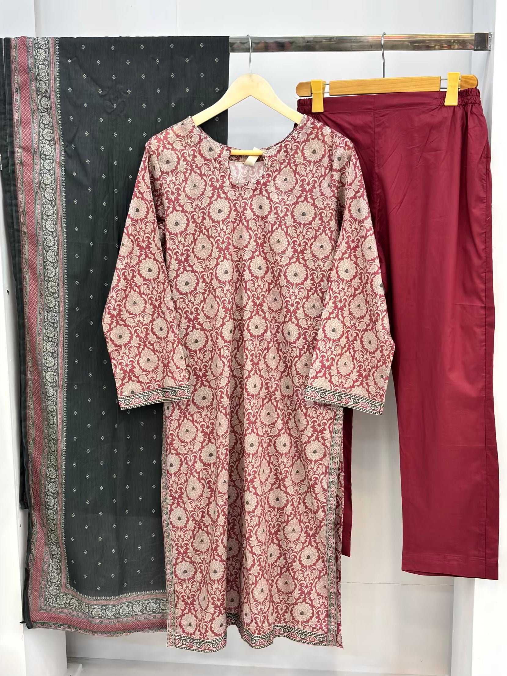 Berry Red Floral Exclusive Printed Lawn PL19-C | Summers | Stitched | 3 Piece